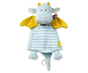 Fehn Doudou dragon - camarade de jeu - aide à l’Endormissement et peluche à saisir, toucher, câliner et aimer - avec fixation pour tétine - pour Bébés et Tout-Petits dès 0 Mois