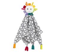 Fehn Doudou en mousseline - Motif soleil - Camarade de jeu, aide à l'endormissement et doudou en tissu avec mousseline de coton et figurine mignonne avec hochet - Pour bébés et tout-petits à partir de