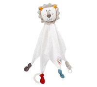 Fehn Doudou Lion NATUR - Compagnon de Jeu et Doudou en Coton Issu de l'agriculture Biologique - avec attache pour tétine - pour bébés et jeunes enfants à partir de 0+ mois