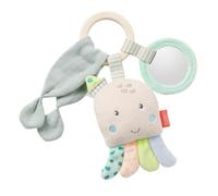 Fehn 054422 Hochet en Bois Pieuvre - Jouet pour Bébé avec Anneau en Bois, Carré de Mousseline, Hochet et Miroir - Pour Bébés et Tout-Petits dès 0 Mois - Taille 18 cm