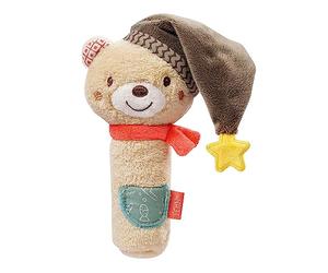Fehn Hochet Bâton Ours - Ours en Peluche avec Hochet et Pouet-Pouet -Pour Bébés et Tout-Petits dès 0 Mois
