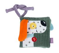 Fehn Livre en tissu Chien Dotty - Livre tactile à saisir | 8 pages avec fonctions à toucher et découvrir, en coton - idéal à la maison et en voyage