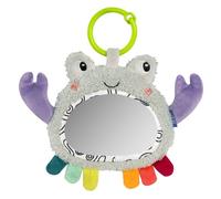 Fehn Activity-Spiegel Krabbe - Motorikspielzeug zum Aufhängen für Kinderwagen, Kinderbett und Babyschale - zum Beißen, Greifen und Geräusche erzeugen - Spielzeug für Babys und Kinder AB 0+ Monaten