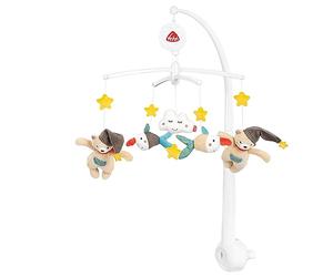 Fehn Mobile musical Bruno - Mobile à remonter avec mélodie musicale Sais-tu combien il y a d'étoiles et figurines pour apaiser et occuper - Avec fixation au lit pour bébé de 0 à 5 mois