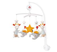 Fehn Mobile musical Gute Nacht - Mobile à remonter avec mélodie | Mélodie Sais-tu combien d'étoiles et figurines pour occuper et apaiser bébé - avec fixation au lit, de 0 à 5 mois