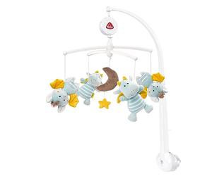 Fehn Mobile musical Little Castle - Mobile à remonter avec mélodie musicale de la berceuse de Mozart et figurines pour apaiser et occuper - Avec fixation au lit pour bébé de 0 à 5 mois