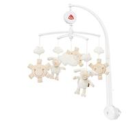 Fehn Mobile musical mouton - Mobile à remonter avec mélodie musicale Dors, petit enfant, dors et figurines pour apaiser et occuper - Avec fixation au lit pour bébé de 0 à 5 mois
