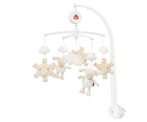 Fehn Mobile musical mouton - Mobile à remonter avec mélodie musicale Dors, petit enfant, dors et figurines pour apaiser et occuper - Avec fixation au lit pour bébé de 0 à 5 mois