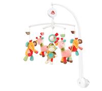 Fehn Mobile musical Safari - Mobile à remonter avec mélodie | Mélodie Berceuse de Brahms et figurines pour occuper et apaiser bébé - avec fixation au lit, de 0 à 5 mois