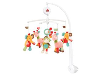 Fehn Mobile musical Safari - Mobile à remonter avec mélodie musicale de la berceuse de Brahms et figurines pour apaiser et occuper - Avec fixation au lit pour bébé de 0 à 5 mois