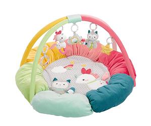 Fehn nid d'Éveil 3D Arche de jeu Aiko et Yuki - Couverture d'éveil rond avec 5 jouets amovibles à attraper - pour bébés et enfants à partir de 0+ mois - Tapis d'éveil comme cadeau de naissance