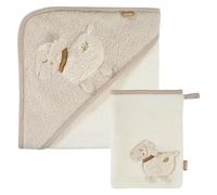 fehn® Cape de bain enfant et gant mouton NATURE 70x70 cm