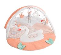 Fehn Tapis d'éveil 3D Lac des cygnes - Arche et jouets pour bébé | 5 jouets amovibles stimulent la préhension, la vue et l'ouïe - pour jouer couché et à quatre pattes dès la naissance