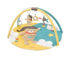 Fehn Tapis d'éveil 3D Ours Bruno - Arche et jouets pour bébé | 5 jouets amovibles stimulent la préhension, la vue et l'ouïe - pour jouer couché et à quatre pattes dès la naissance