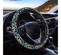 FeHuew Housse de volant vintage à motif de signe de paix sans couture pour femmes et filles de 38,1 cm - Housse de volant universelle antidérapante pour véhicules, camions, VUS