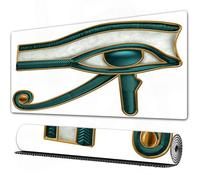 FEHWI Grand Tapis de Souris de Jeu avec Bords surpiqués et Dos antidérapant,sous-Main pour Clavier et Souris,Égyptien, Œil d'Horus Wadjet, Ancien Symbole égyptien de Protection,90×40 cm