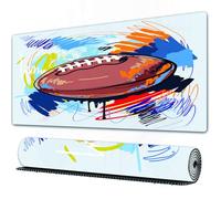 FEHWI Grand Tapis de Souris de Jeu avec Bords surpiqués et Dos antidérapant,sous-Main pour Clavier et Souris,Sports, Esquisse de Ballon de Rugby en Forme de Diamant avec des gribouillages co,75x40 cm