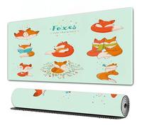 FEHWI Grand Tapis de Souris de Jeu avec Bords surpiqués et Dos antidérapant,sous-Main pour Clavier et Souris,Renard, Joli Renard Personnages Dormir Lecture Couple Romantique Nature Enfants C,75x40 cm