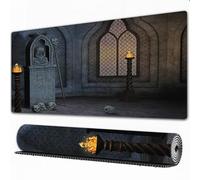 FEHWI Grand Tapis de Souris de Jeu avec Bords surpiqués et Dos antidérapant,sous-Main pour Clavier et Souris,Décorations Gothiques, paysages Gothiques mystiques effrayants Clair de Lune ténè,75x40 cm