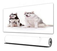 FEHWI Grand Tapis de Souris de Jeu avec Bords surpiqués et Dos antidérapant,sous-Main pour Clavier et Souris,Malamute d'Alaska, Chien Arctique à Fourrure Husky Whelp Pet Happy Mammifère SIB,75x40 cm
