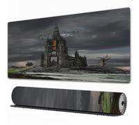 FEHWI Grand Tapis de Souris de Jeu avec Bords surpiqués et Dos antidérapant,sous-Main pour Clavier et Souris,Décor Gothique, mystérieux château Gothique d'Édimbourg,75x40 cm