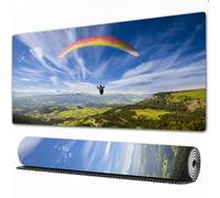FEHWI Grand Tapis de Souris de Jeu avec Bords surpiqués et Dos antidérapant,sous-Main pour Clavier et Souris,Parapente survolant Les Montagnes en été,75x40 cm