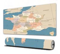 FEHWI Grand Tapis de Souris de Jeu avec Bords surpiqués et Dos antidérapant,sous-Main pour Clavier et Souris,Carte de France - Illustration vectorielle détaillée Vintage,75x40 cm