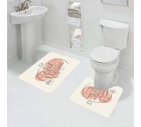 FEHWI Lot de 2 Tapis de Salle de Bain pour la Salle de Bain - Antidérapants et lavables - pour Douche, Baignoire,Annonces de Mariage, Message élégant « fraîchement marié », entouré de cœur et de Pro