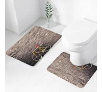 FEHWI Lot de 2 Tapis de Salle de Bain pour la Salle de Bain - Antidérapants et lavables - pour Douche, Baignoire,Vergangenheit Ästhetische Rennrad Lean to The Brick Wall im Freien täglichen STA