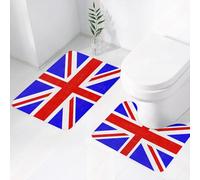 FEHWI Lot de 2 Tapis de Salle de Bain pour la Salle de Bain - Antidérapants et lavables - pour Douche, Baignoire,Le Drapeau emblématique du Royaume-Uni, Ses Couleurs Uniques Rouge, Blanc et Bleu