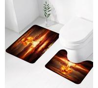 FEHWI Lot de 2 Tapis de Salle de Bain pour la Salle de Bain - Antidérapants et lavables - pour Douche, Baignoire,Puissante Explosion d'une Bombe nucléaire dans l'océan. Guerre nucléaire. Haute résol