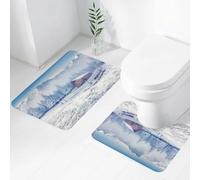 FEHWI Lot de 2 Tapis de Salle de Bain pour la Salle de Bain - Antidérapants et lavables - pour Douche, Baignoire,Vue du Mont Blanc Depuis Le Village de Charousse Chamonix France