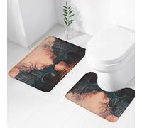 FEHWI Lot de 2 Tapis de Salle de Bain pour la Salle de Bain - Antidérapants et lavables - pour Douche, Baignoire,Collection Wanderlust, la Nuit à Amsterdam Pays-Bas Scandinavie