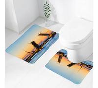 FEHWI Lot de 2 Tapis de Salle de Bain pour la Salle de Bain - Antidérapants et lavables - pour Douche, Baignoire,Vue de Carte Postale du Pont du Palais avec la forteresse Pierre et Paul - Symbole de