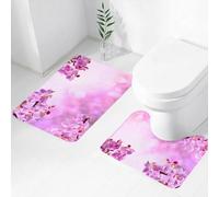 FEHWI Lot de 2 Tapis de Salle de Bain pour la Salle de Bain - Antidérapants et lavables - pour Douche, Baignoire,Décor de Spa, pétales d'orchidées Sauvages dans Un Bouquet Monochrome