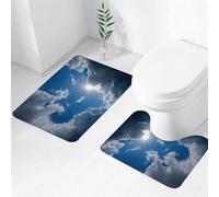 FEHWI Lot de 2 Tapis de Salle de Bain pour la Salle de Bain - Antidérapants et lavables - pour Douche, Baignoire,Rayons de Soleil Nuages Lumière du Soleil derrière Les Nuages. Lumière du Ciel