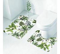 FEHWI Lot de 2 Tapis de Salle de Bain pour la Salle de Bain - Antidérapants et lavables - pour Douche, Baignoire,Faune Tropicale, Harmonie Exotique des Animaux et des Plantes de la Jungle, Faune tro