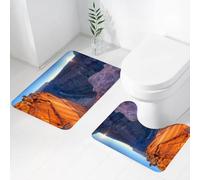 FEHWI Lot de 2 Tapis de Salle de Bain pour la Salle de Bain - Antidérapants et lavables - pour Douche, Baignoire,Lever de Soleil dans Le Grand Canyon, la lumière du Soleil du Matin illumine Les fala