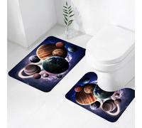 FEHWI Lot de 2 Tapis de Salle de Bain pour la Salle de Bain - Antidérapants et lavables - pour Douche, Baignoire,l'univers des Multiples planètes dans Le Ciel étoilé, diverses planètes Autour de la