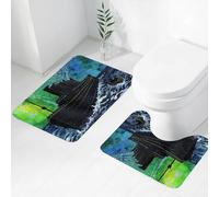FEHWI Lot de 2 Tapis de Salle de Bain pour la Salle de Bain - Antidérapants et lavables - pour Douche, Baignoire,Illustration à l'aquarelle d'un Navire Titanic en Train de couler avec des fusées écl