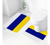 FEHWI Lot de 2 Tapis de Salle de Bain pour la Salle de Bain - Antidérapants et lavables - pour Douche, Baignoire,Le Drapeau ukrainien, avec Ses Couleurs Uniques Blanc, Bleu et Jaune, indique l'unité