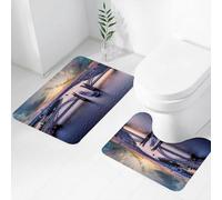 FEHWI Lot de 2 Tapis de Salle de Bain pour la Salle de Bain - Antidérapants et lavables - pour Douche, Baignoire,Saint-Pétersbourg. Russie. Pont Pierre Le Grand au Coucher du Soleil. Les ponts-Levis