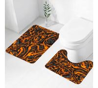 FEHWI Lot de 2 Tapis de Salle de Bain pour la Salle de Bain - Antidérapants et lavables - pour Douche, Baignoire,Volcan, Texture vibrante de coulée de Lave, Combustion dangereuse de Magma en Fusion,