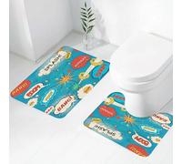 FEHWI Lot de 2 Tapis de Salle de Bain pour la Salle de Bain - Antidérapants et lavables - pour Douche, Baignoire,Bandes dessinées Pop, Bandes dessinées - Modes d'effets sonores pour Une Voix inspira