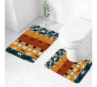 FEHWI Lot de 2 Tapis de Salle de Bain pour la Salle de Bain - Antidérapants et lavables - pour Douche, Baignoire,Motifs de Chasse africains primitifs et Classiques avec des Motifs primitifs1