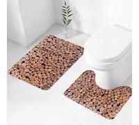 FEHWI Lot de 2 Tapis de Salle de Bain pour la Salle de Bain - Antidérapants et lavables - pour Douche, Baignoire,Bois Rustique, Masse de rondins de Bois. Écologie des Arbres forestiers.