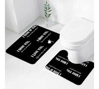 FEHWI Lot de 2 Tapis de Salle de Bain pour la Salle de Bain - Antidérapants et lavables - pour Douche, Baignoire,Texte Blanc sur Fond Noir, « Je Pense à toi », « Tu me manques », « J'Ai Besoin de to