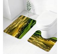 FEHWI Lot de 2 Tapis de Salle de Bain pour la Salle de Bain - Antidérapants et lavables - pour Douche, Baignoire,Paysages toscans et Maisons de Campagne, Terrain Vague de Campagne et cyprès, Charman