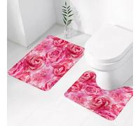 FEHWI Lot de 2 Tapis de Salle de Bain pour la Salle de Bain - Antidérapants et lavables - pour Douche, Baignoire,Aquarelle Fleur, Roses mélangées à Peindre avec
