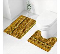 FEHWI Lot de 2 Tapis de Salle de Bain pour la Salle de Bain - Antidérapants et lavables - pour Douche, Baignoire,Les Motifs géométriques Tribaux Ont des influences Exotiques d'origine Africaine, NOI